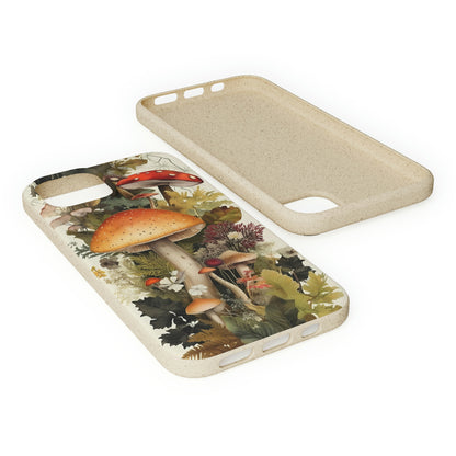 Cottagecore Mushrooms and Plants | Biodegradable iPhone Case