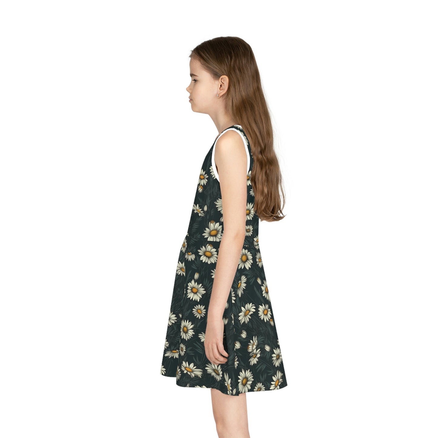 Dark Cottagecore Daisies | Girls' Sleeveless Sundress