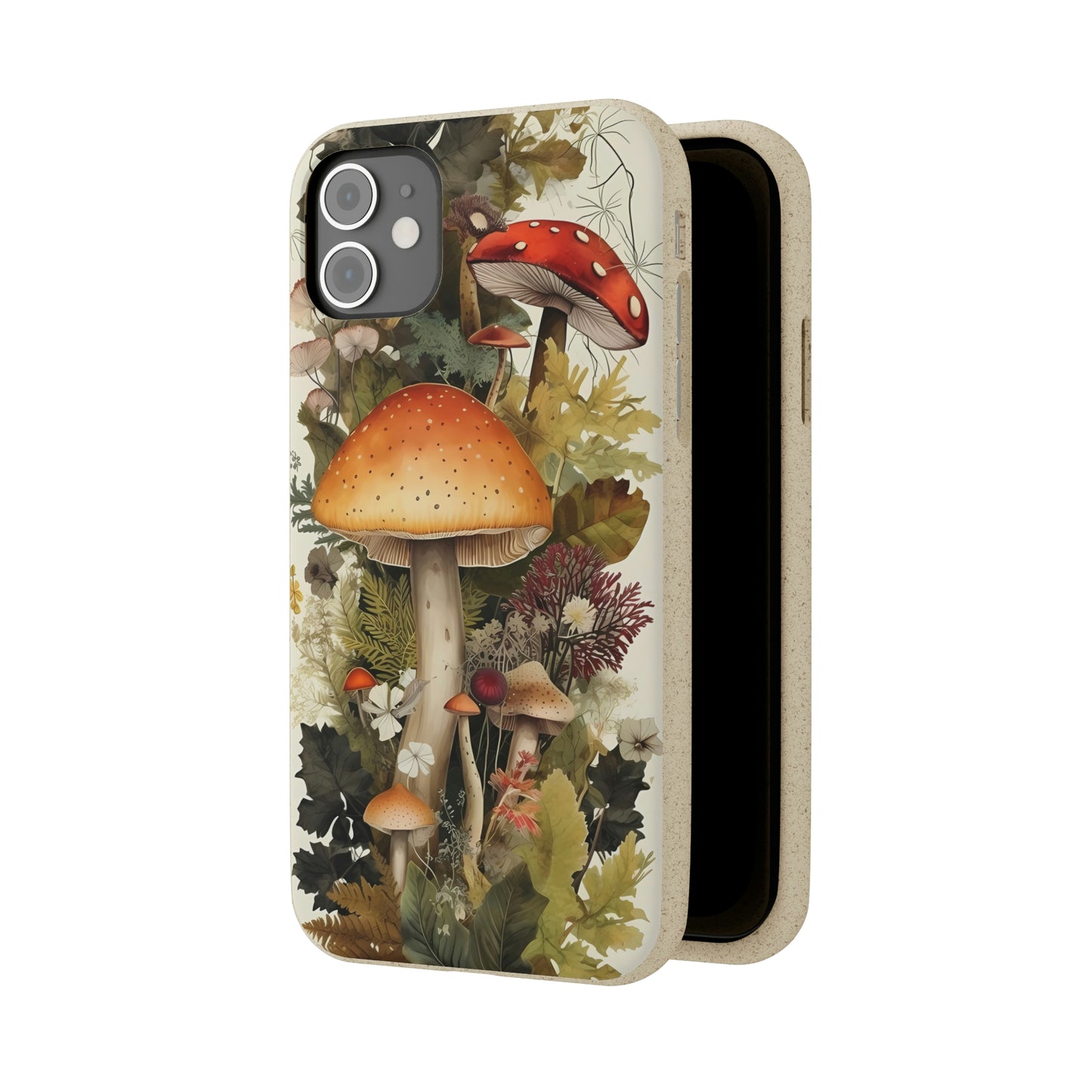 Cottagecore Mushrooms and Plants | Biodegradable iPhone Case