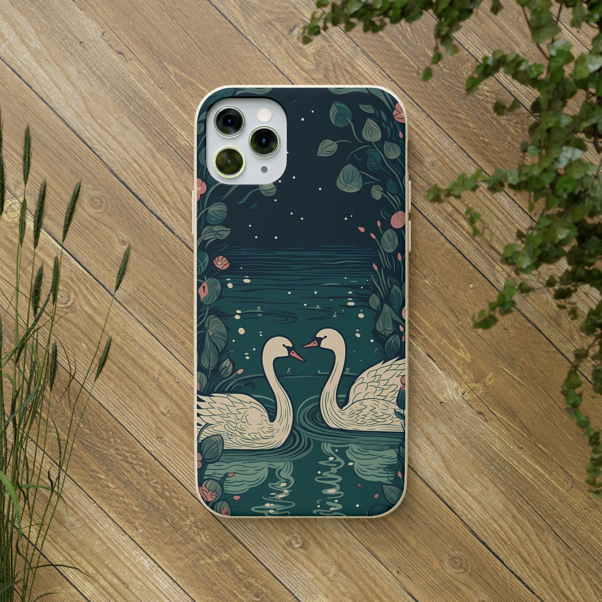 Romantic Swans on a Pond Romantic Swans on a Pond