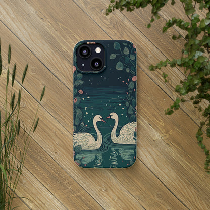 Romantic Swans on a Pond | Biodegradable iPhone Case