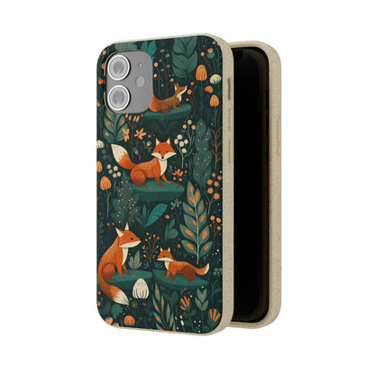 Cottagecore Foxes in a Forest | Biodegradable iPhone Case