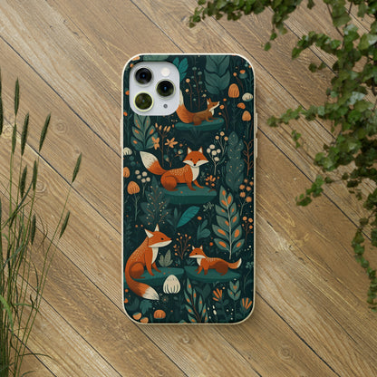 Cottagecore Foxes in a Forest | Biodegradable iPhone Case