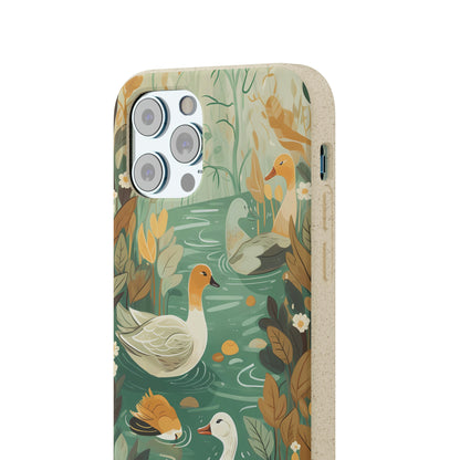 Cottagecore Ducks in a Pond | Biodegradable iPhone Case