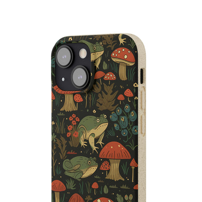 Cottagecore Frogs with Mushrooms | Biodegradable iPhone Case