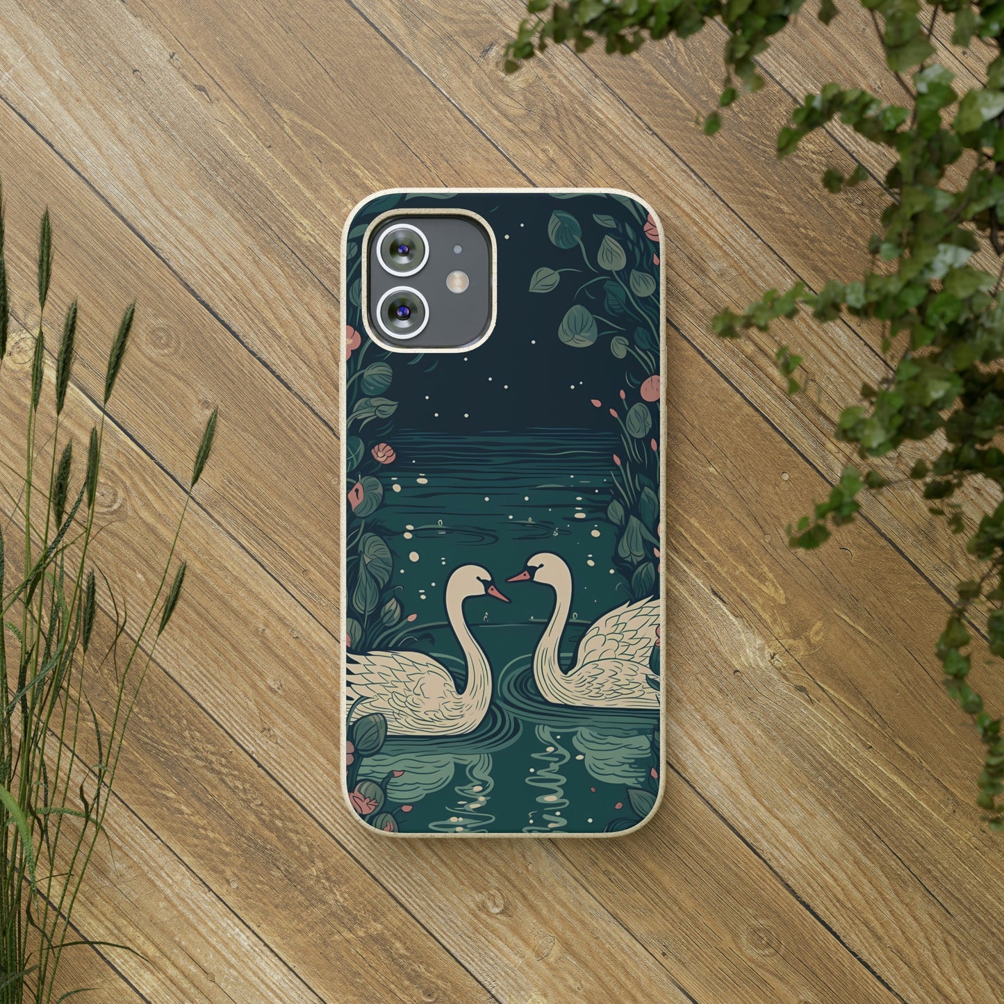 Romantic Swans on a Pond | Biodegradable iPhone Case