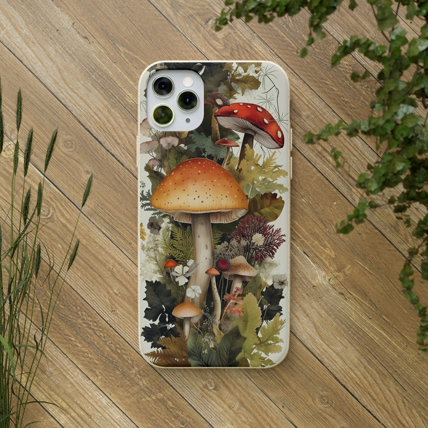 Cottagecore Mushrooms and Plants | Biodegradable iPhone Case