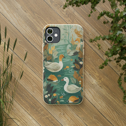 Cottagecore Ducks in a Pond | Biodegradable iPhone Case