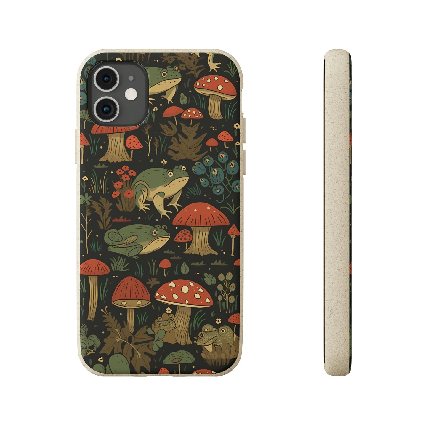 Cottagecore Frogs with Mushrooms | Biodegradable iPhone Case